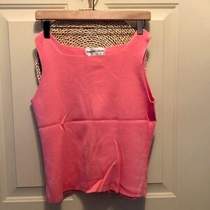 VINTAGE Y2K Coral Square Neck Ribbed Sleeveless 100% Cotton Sweater Tank Top M